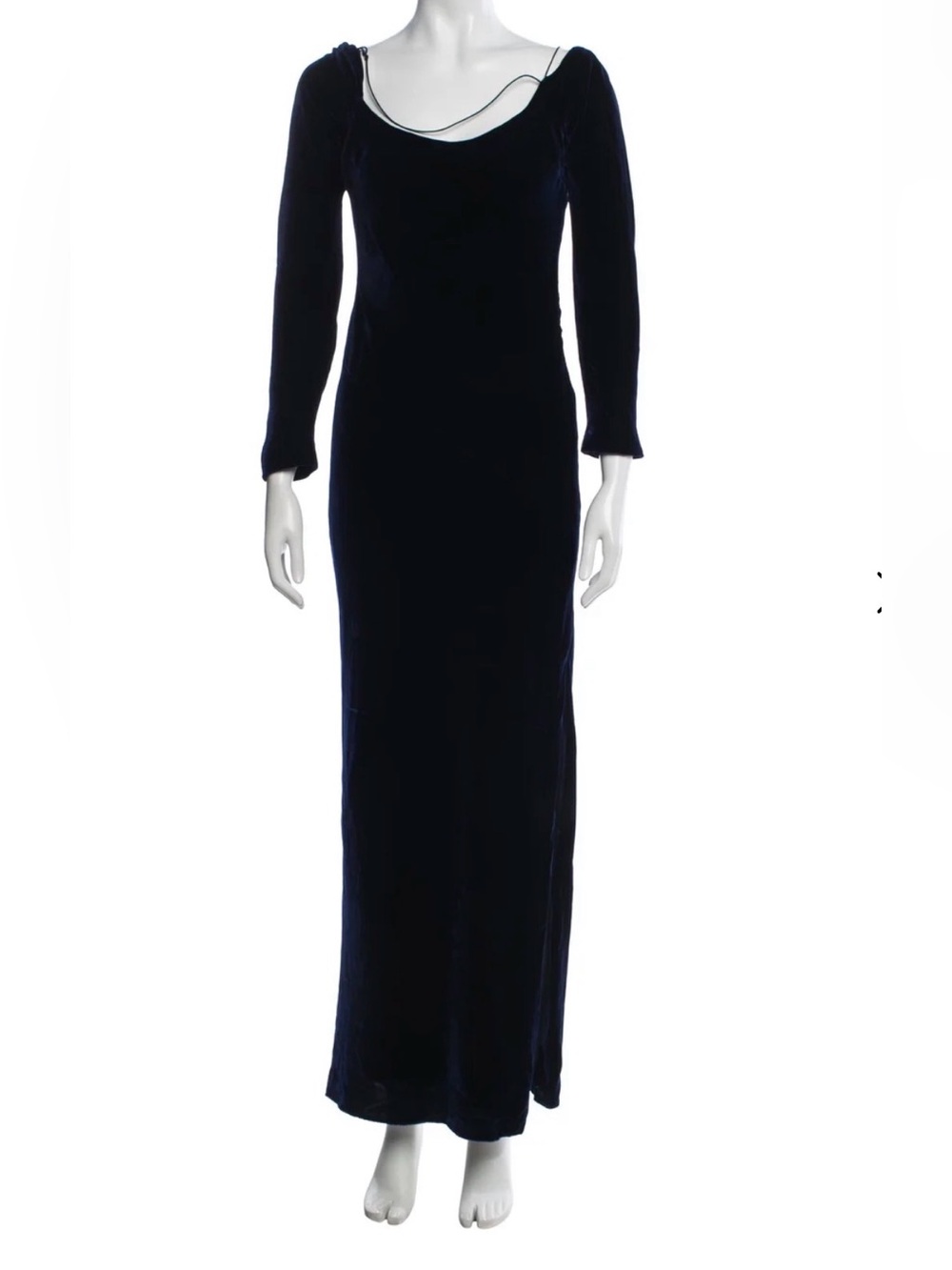 Midnight Blue Silk Velvet Richard Tyler Low Back Gown